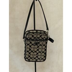 Coach Black Signature Jacquard Mini Camera Bag Excellent Condition
